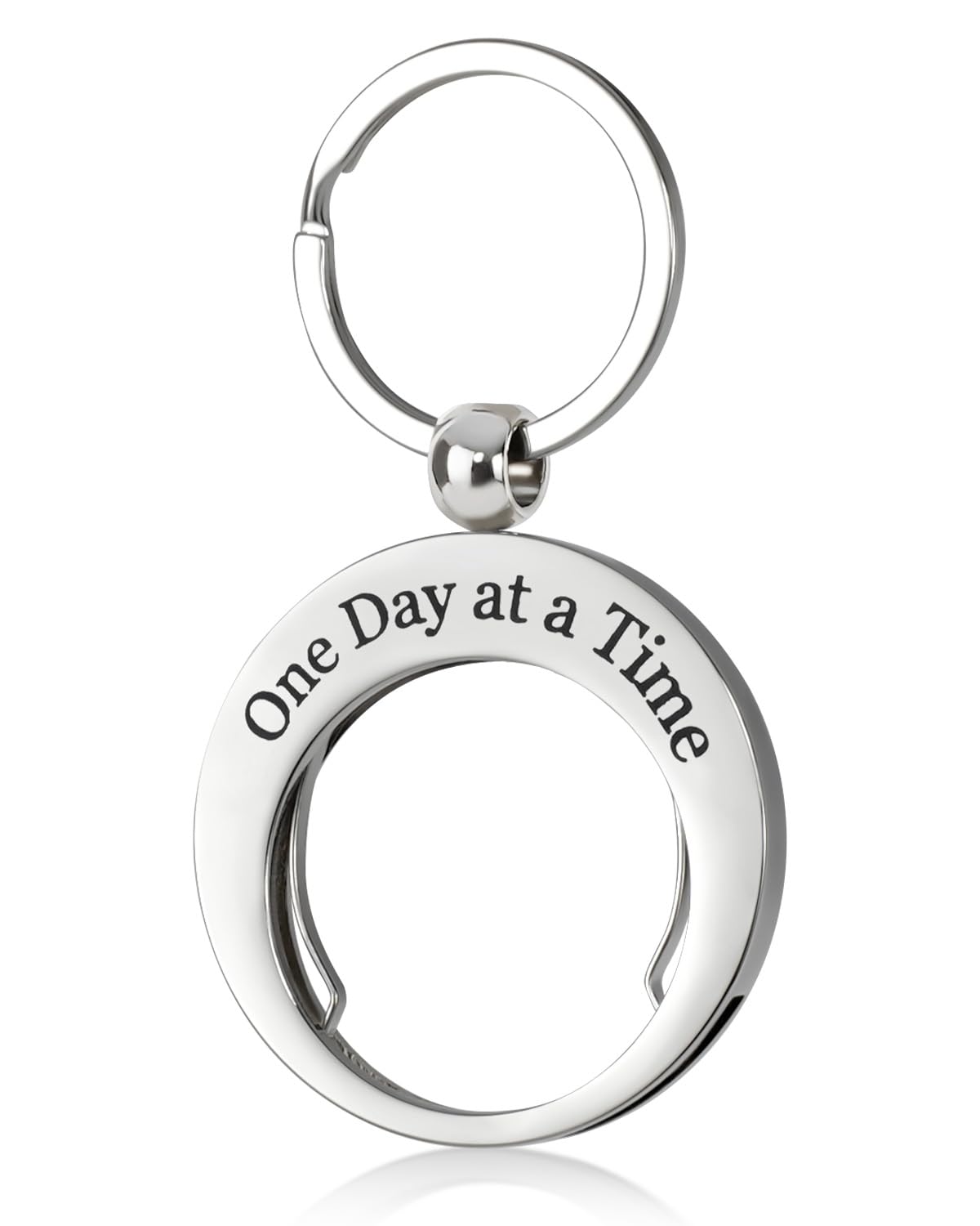 One Day At A Time Stainless Steels AA Coin Holder Keychain mysite