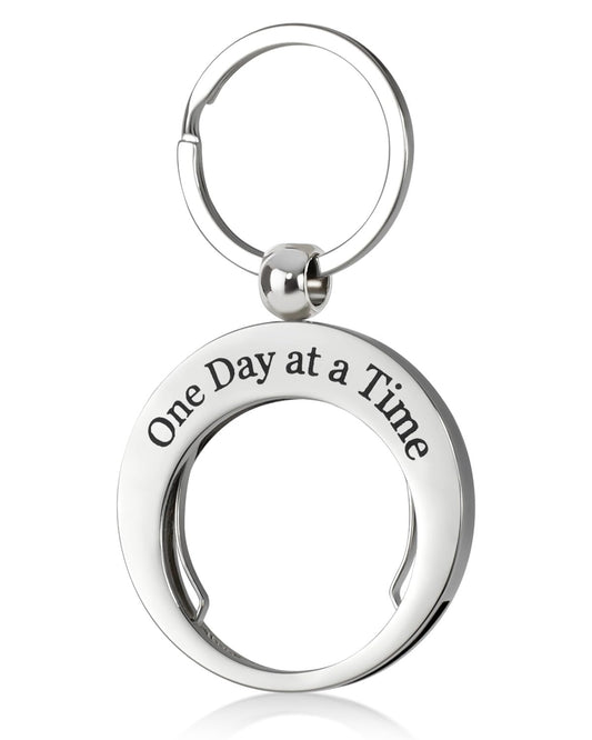 One Day At A Time Stainless Steels AA Coin Holder Keychain mysite