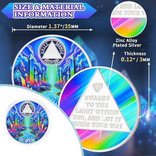 Personalized Colorful Crystal River Sobriety Coin mysite