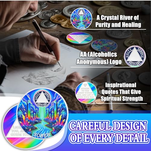 Personalized Colorful Crystal River Sobriety Coin mysite