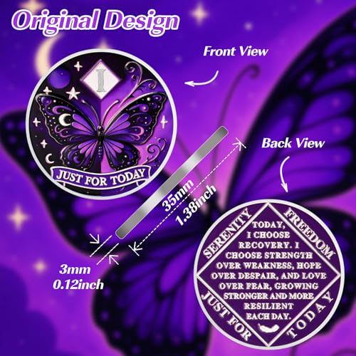 Customized Moonlight Butterfly Sobriety Coin mysite