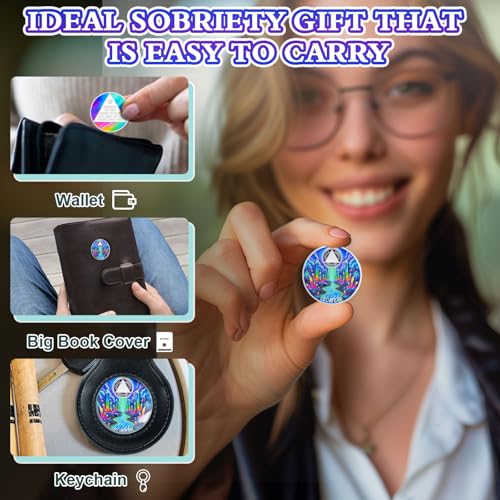 Personalized Colorful Crystal River Sobriety Coin mysite