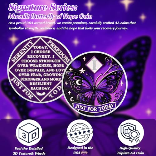 Customized Moonlight Butterfly Sobriety Coin mysite