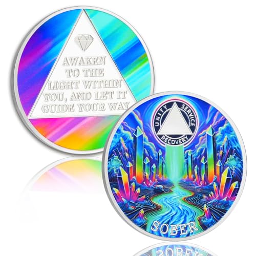 Personalized Colorful Crystal River Sobriety Coin mysite