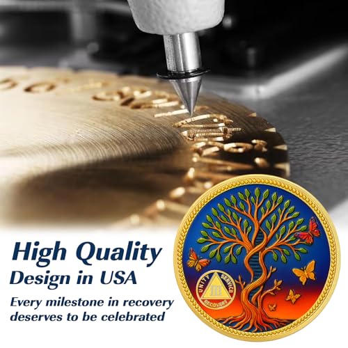 Pesonalized Tree of Life & Butterflies Sobriety Coin mysite