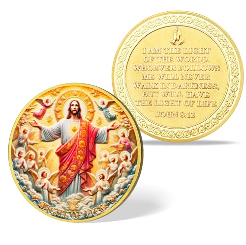 Light of Life Jesus Sacred Heart John 8:12 Bible Challenge Coin mysite