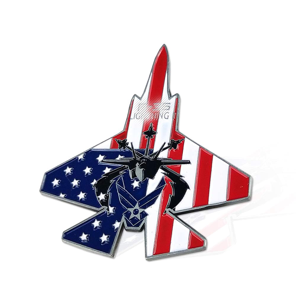 US Air Force Challenge Coin Colorized F-35 Lightning II Fighter Jet Military Coin for Airman ASmileIndeep