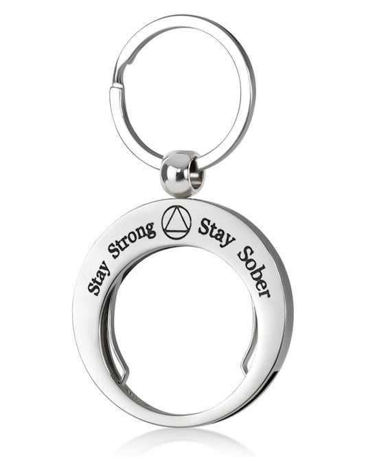 Stay Strong Stay Sober Stainless Coin Holder Keychain mysite