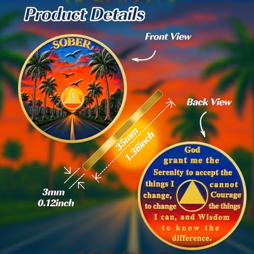 Personalized Sunset Road Sobriety Coin mysite
