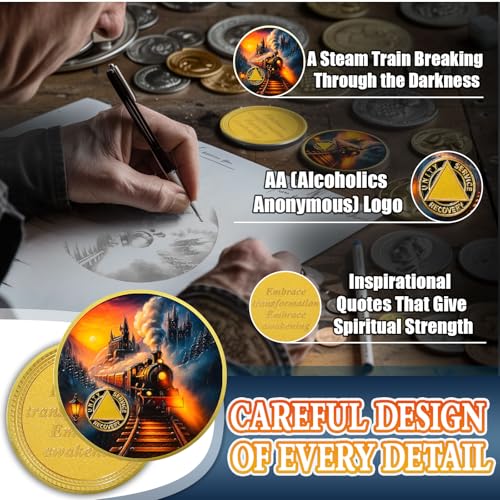Personalized Embracing Transformation and Awakening Steam Train Sobriety Coin mysite