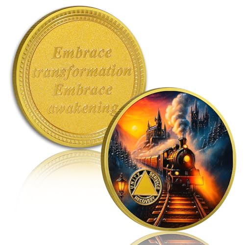 Personalized Embracing Transformation and Awakening Steam Train Sobriety Coin mysite