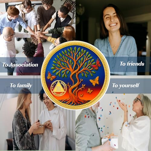 Pesonalized Tree of Life & Butterflies Sobriety Coin mysite