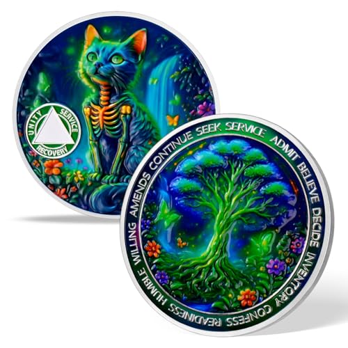 Personalized Glow Forest Cat Sobriety Coin mysite