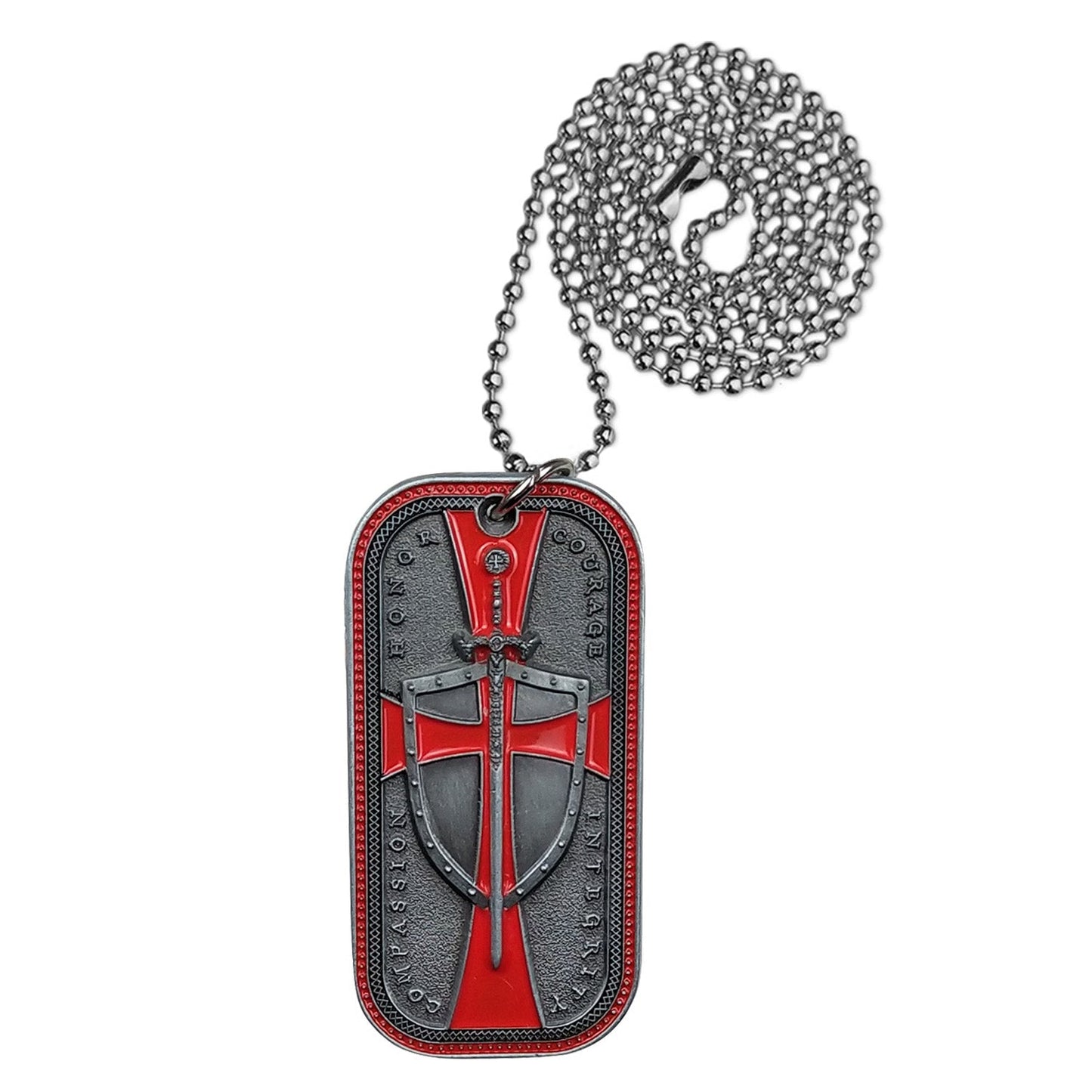 Knights Templar Cross Dog Tag Crusader Sword and Shield Life Creed Necklace mysite