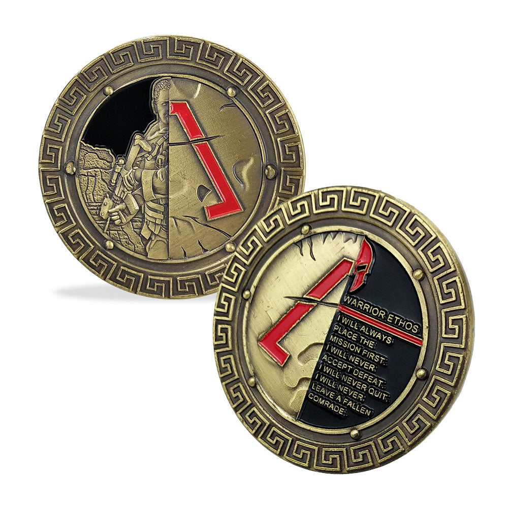 Soldier Brave as Spartan Challenge Coin Warrior Ethos Military Collecitble mysite