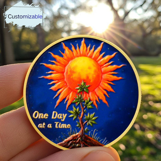 Personalized Sun Trees Milestone Sobriety Coin mysite