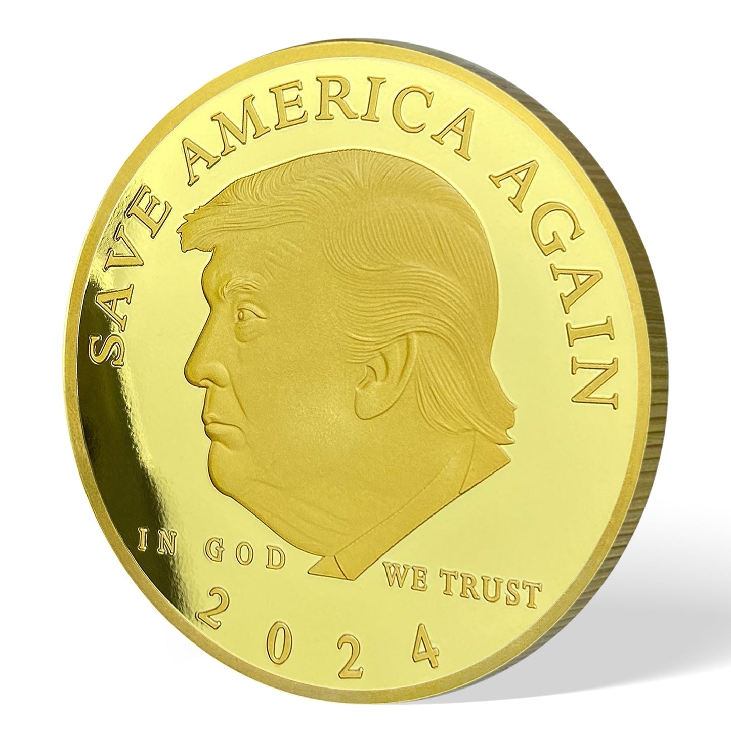 Trump 2024 Save America Again Challenge Coin 3D Gold Finish Collectible Gift Coin mysite