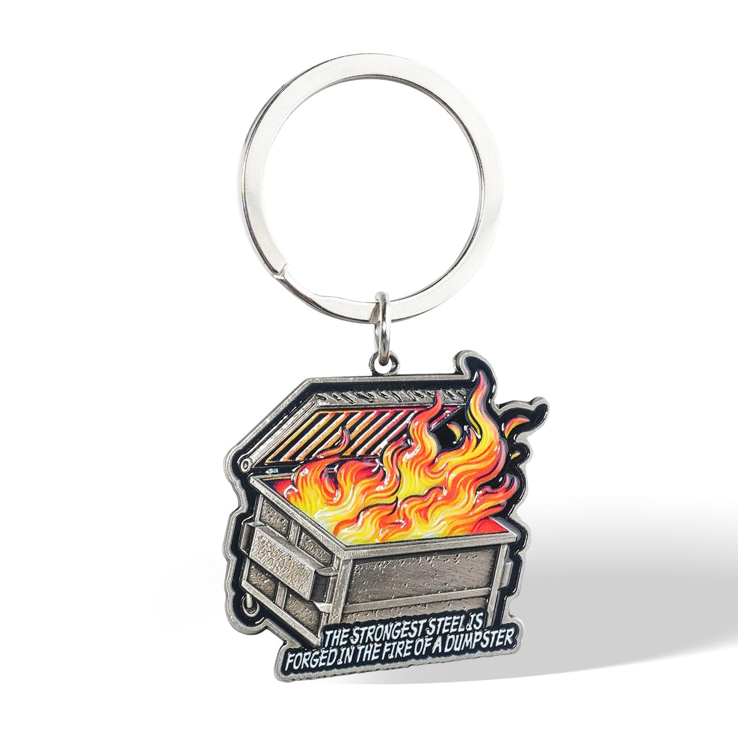 Unique Metal Steel Flame Trash Can Keychain mysite