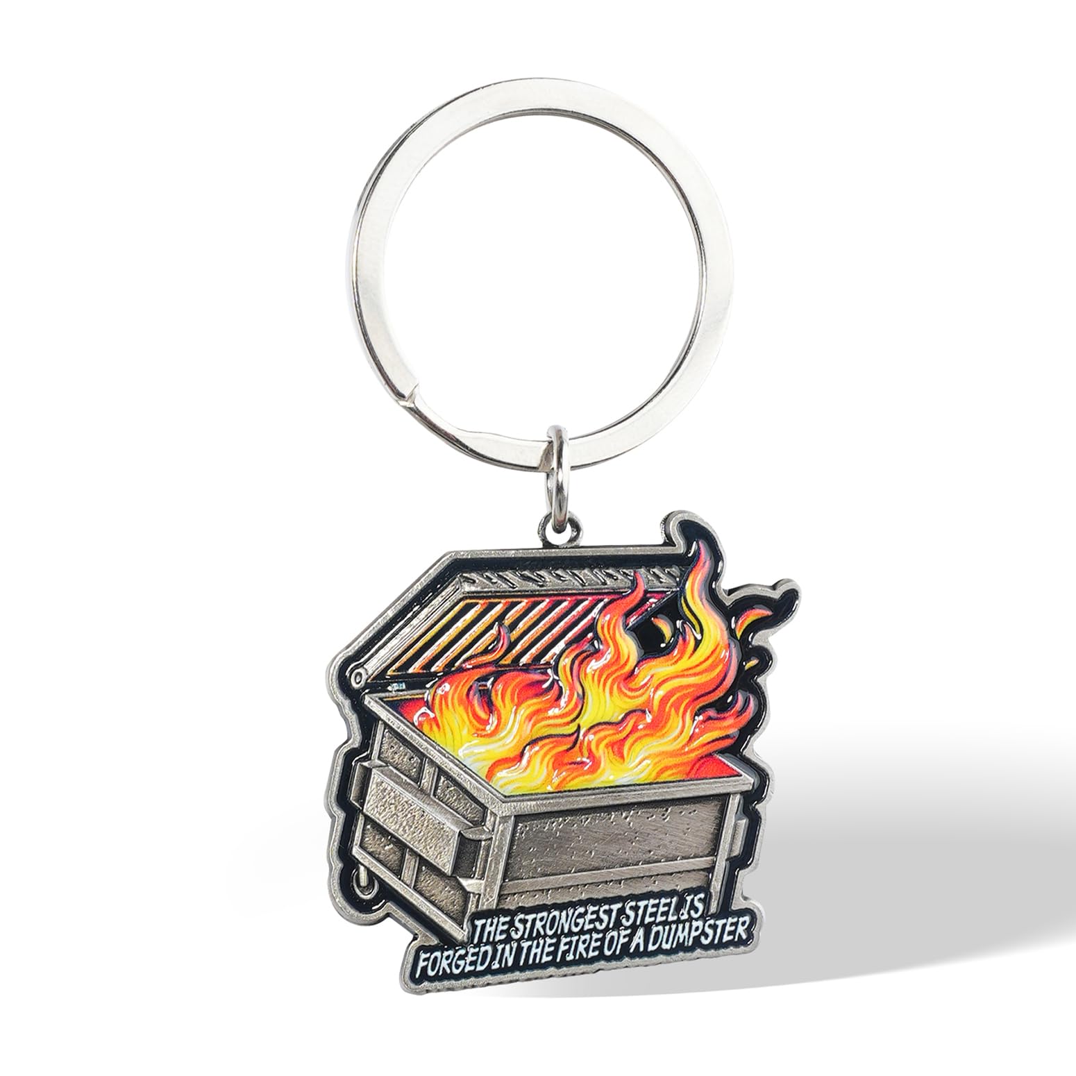 Unique Metal Steel Flame Trash Can Keychain mysite
