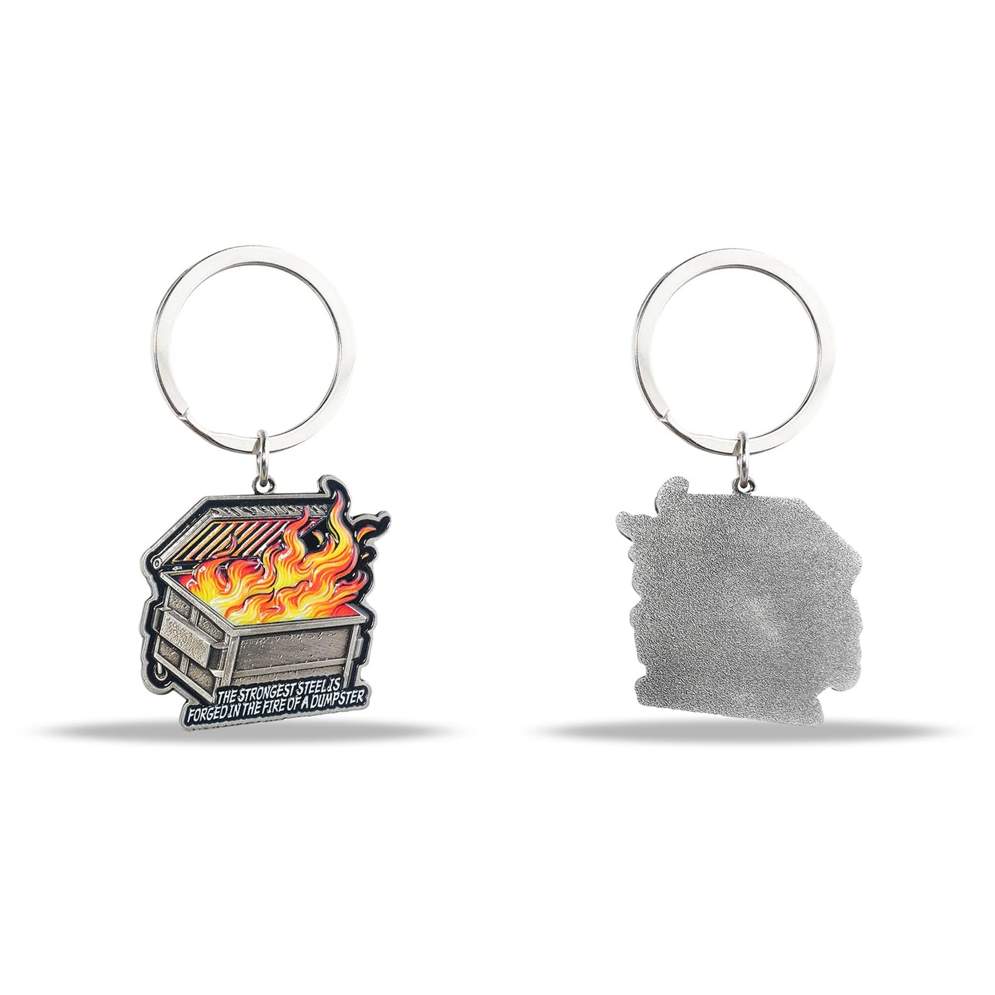 Unique Metal Steel Flame Trash Can Keychain mysite