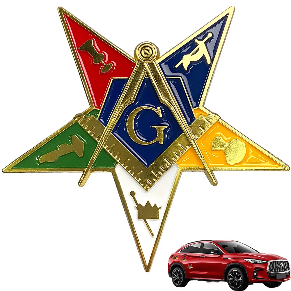 Masonic Pentagram Freemason Collectible Five-Pointed Star Badge Car Emblem mysite