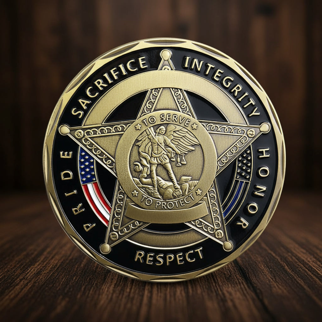 Saint Michael Police Prayer Challenge Coin Thank You for Your Service mysite