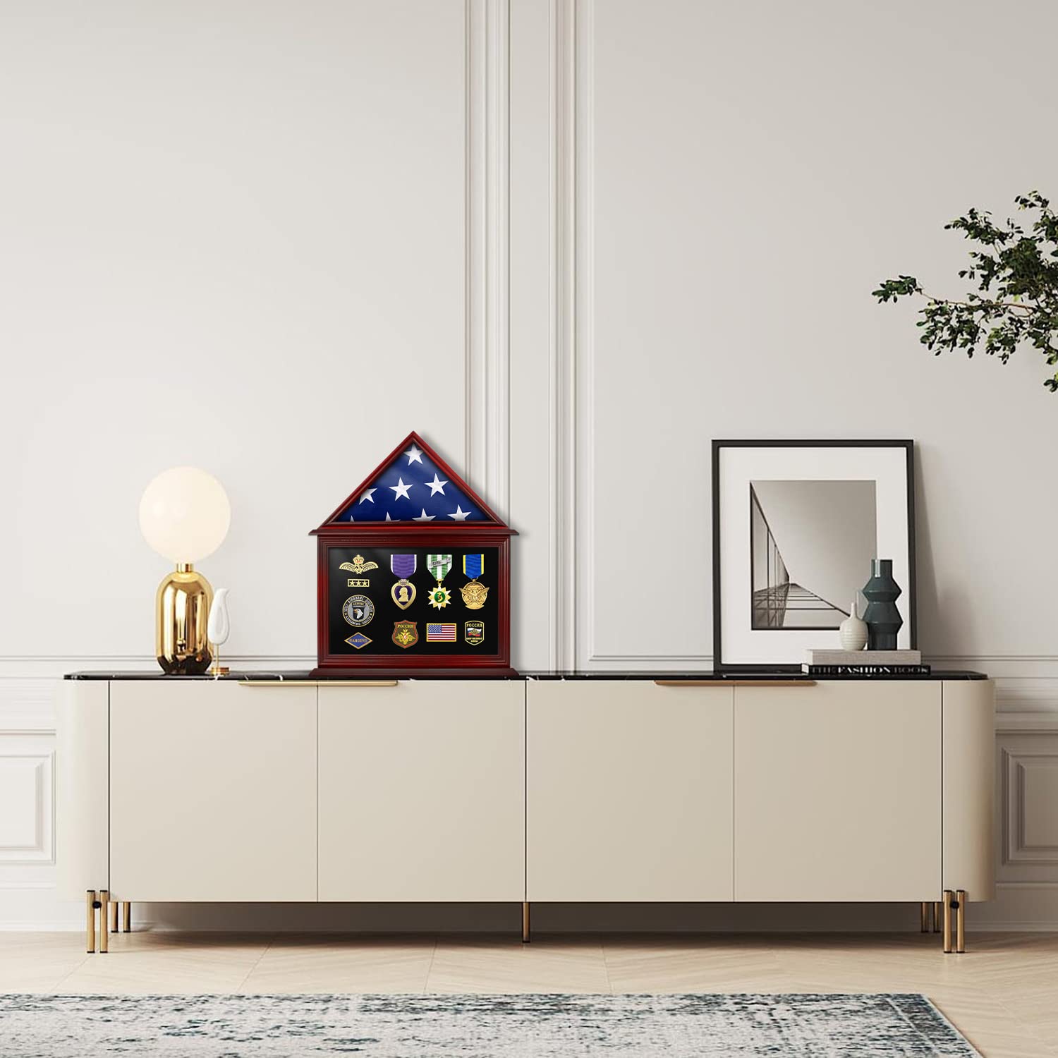 Mahogany Solid Wood Flag Certificate Display Case Box mysite