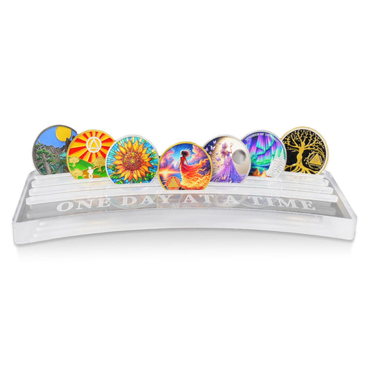 One Day at A Time Sobriety Coin Holder Display Case Holds 20 Sober Recovery Chip mysite