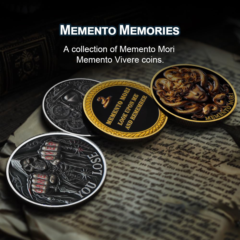 Medusa  Look Upon Me and Remember Memento Mori Skull Challenge Coin mysite