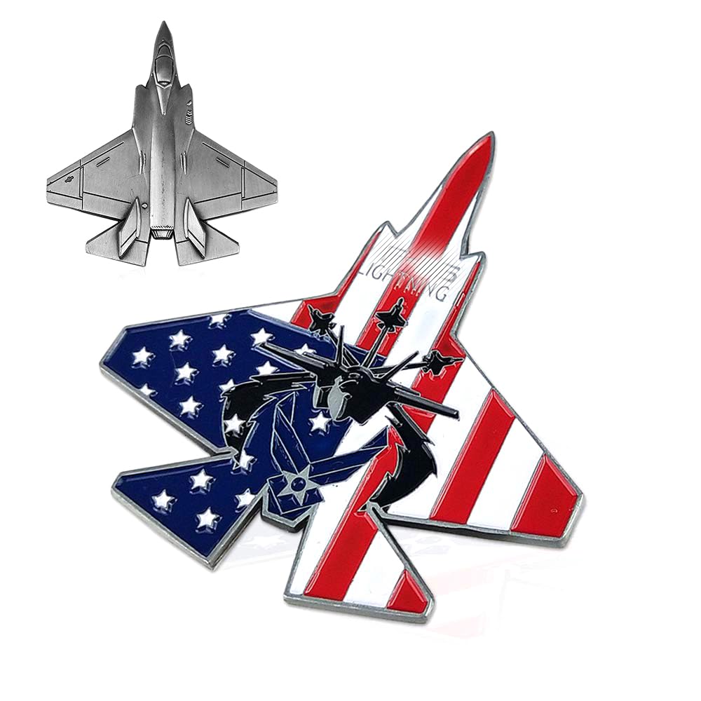 US Air Force Challenge Coin Colorized F-35 Lightning II Fighter Jet Military Coin for Airman ASmileIndeep