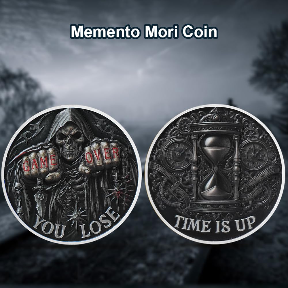 Game Over, You Lose-Time is Up Memento Mori Skull Challenge Coin mysite