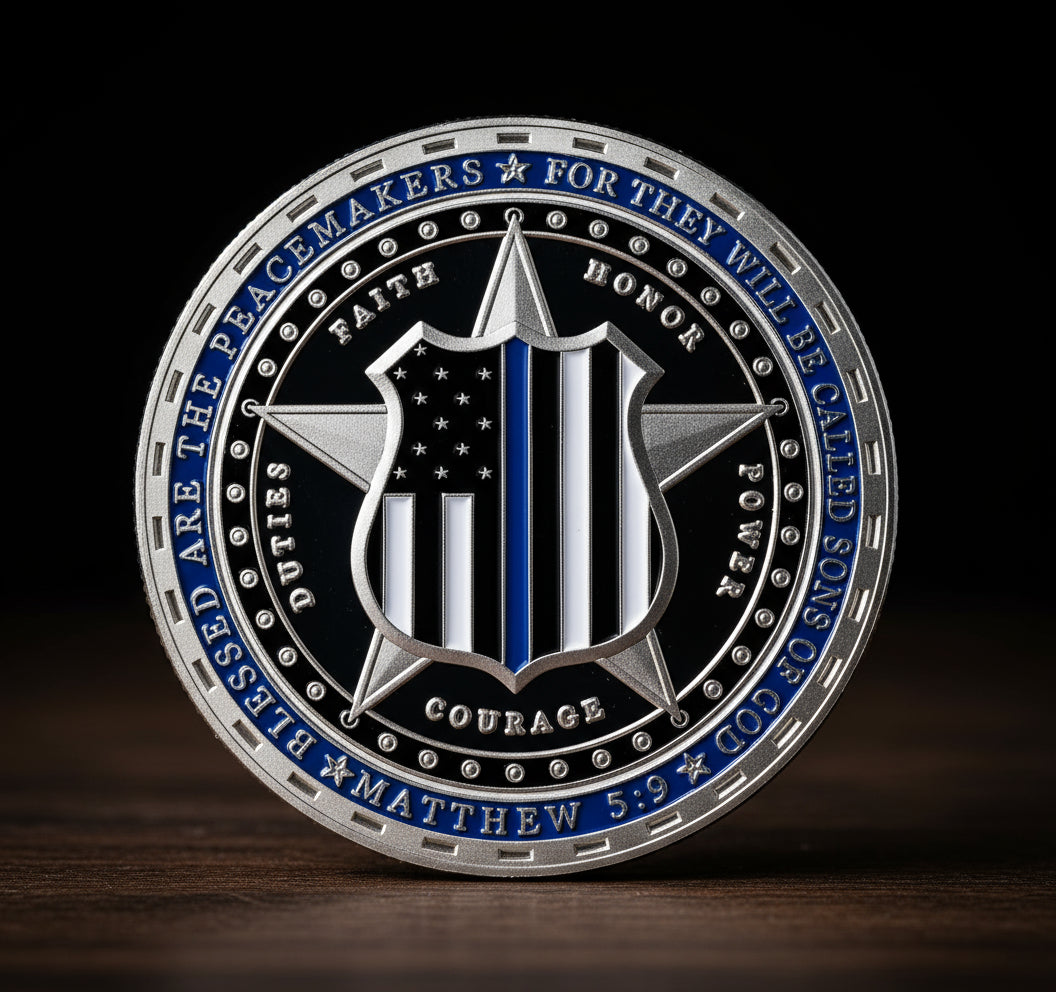 Police Officer Military Thin Blue Line K9 Challenge Coin mysite