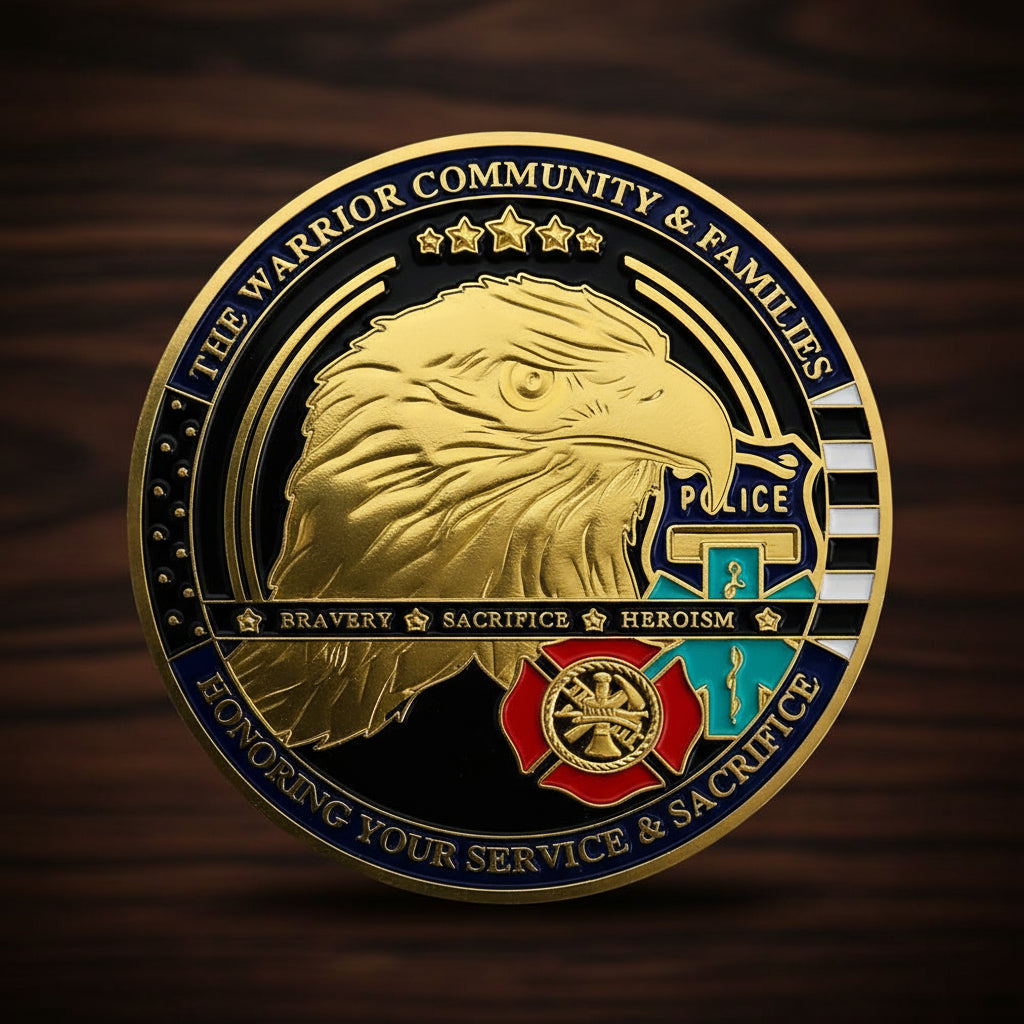 Red White Blue Line Hero Veteran Police Challenge Coin mysite