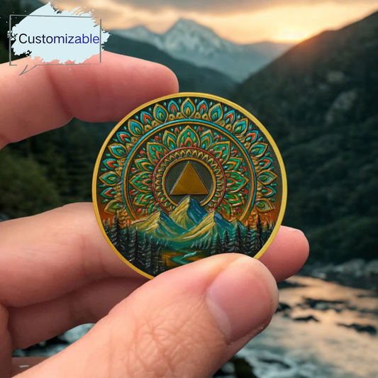 Personalized Sacred Mandala  Sobriety Coin mysite
