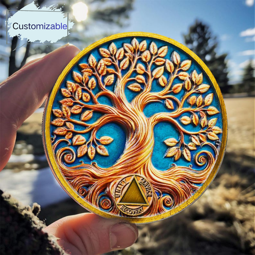 Personalized Recovery & Growth Tree of Life Sobriety Coin mysite