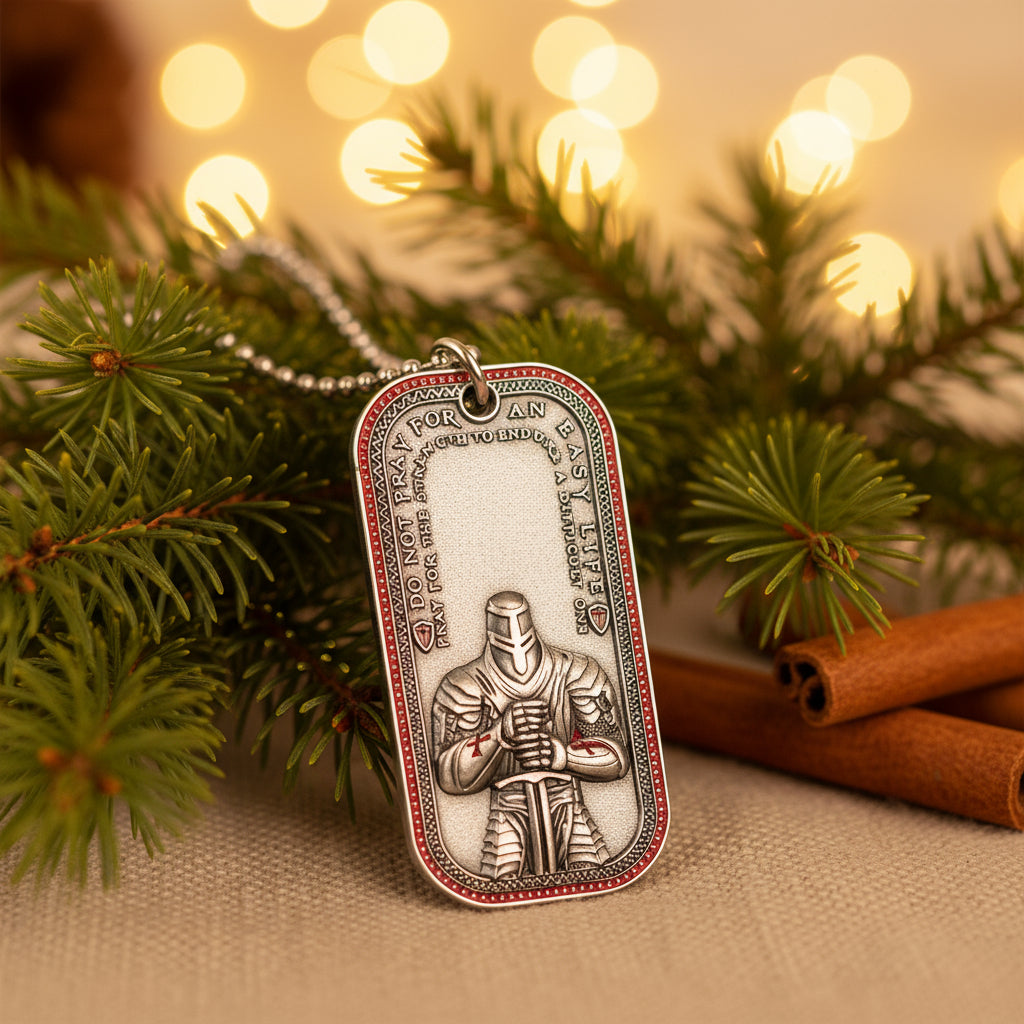 Knights Templar Cross Dog Tag Crusader Sword and Shield Life Creed Necklace mysite