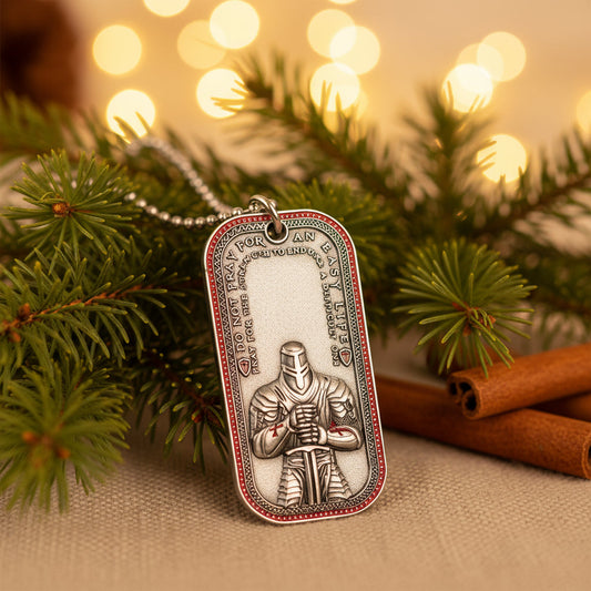 Knights Templar Cross Dog Tag Crusader Sword and Shield Life Creed Necklace mysite