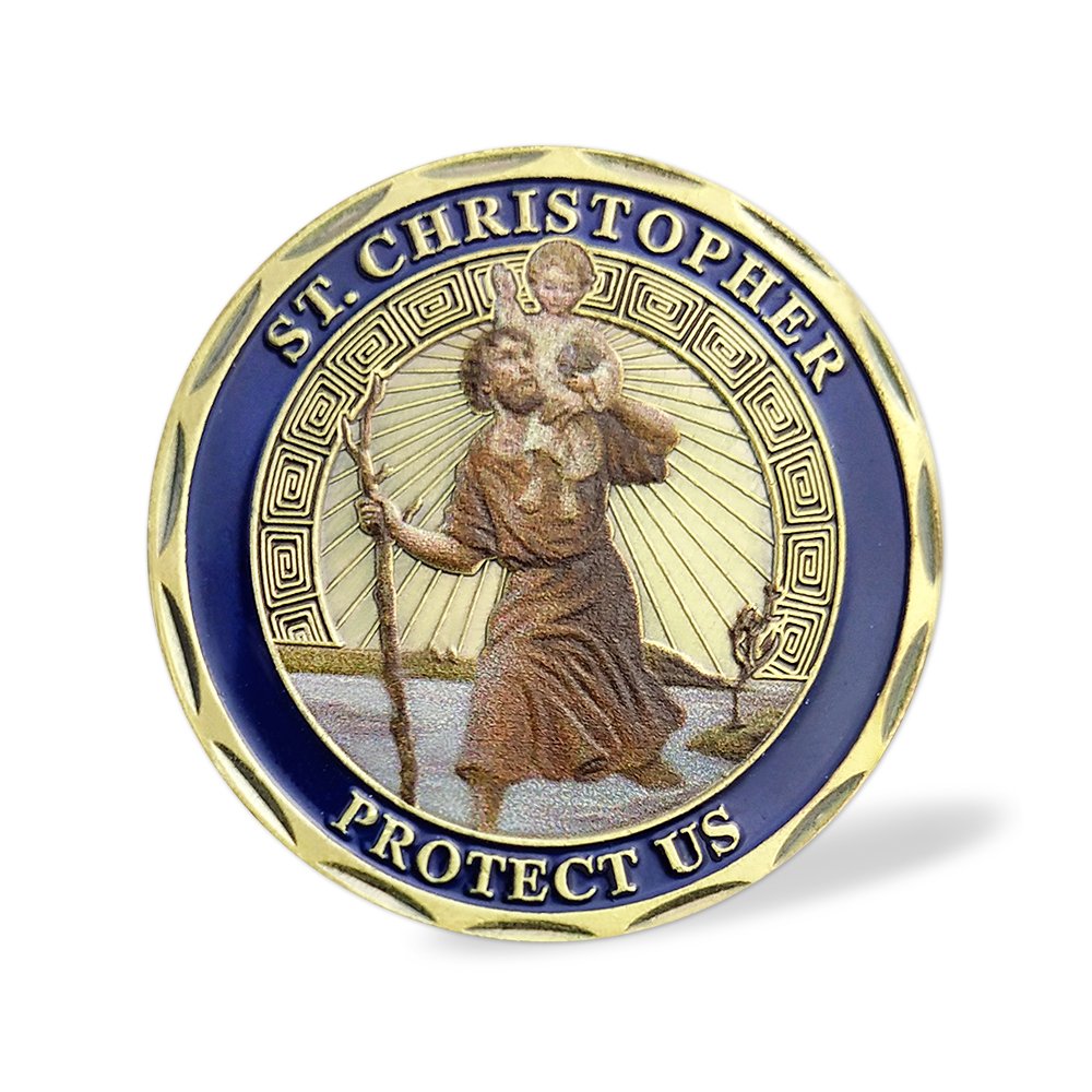 St Christopher Challenge Coin Protect Us Patron Saint of Travelers Prayer Safety St Christopher Car Medal Commemorative Gift mysite
