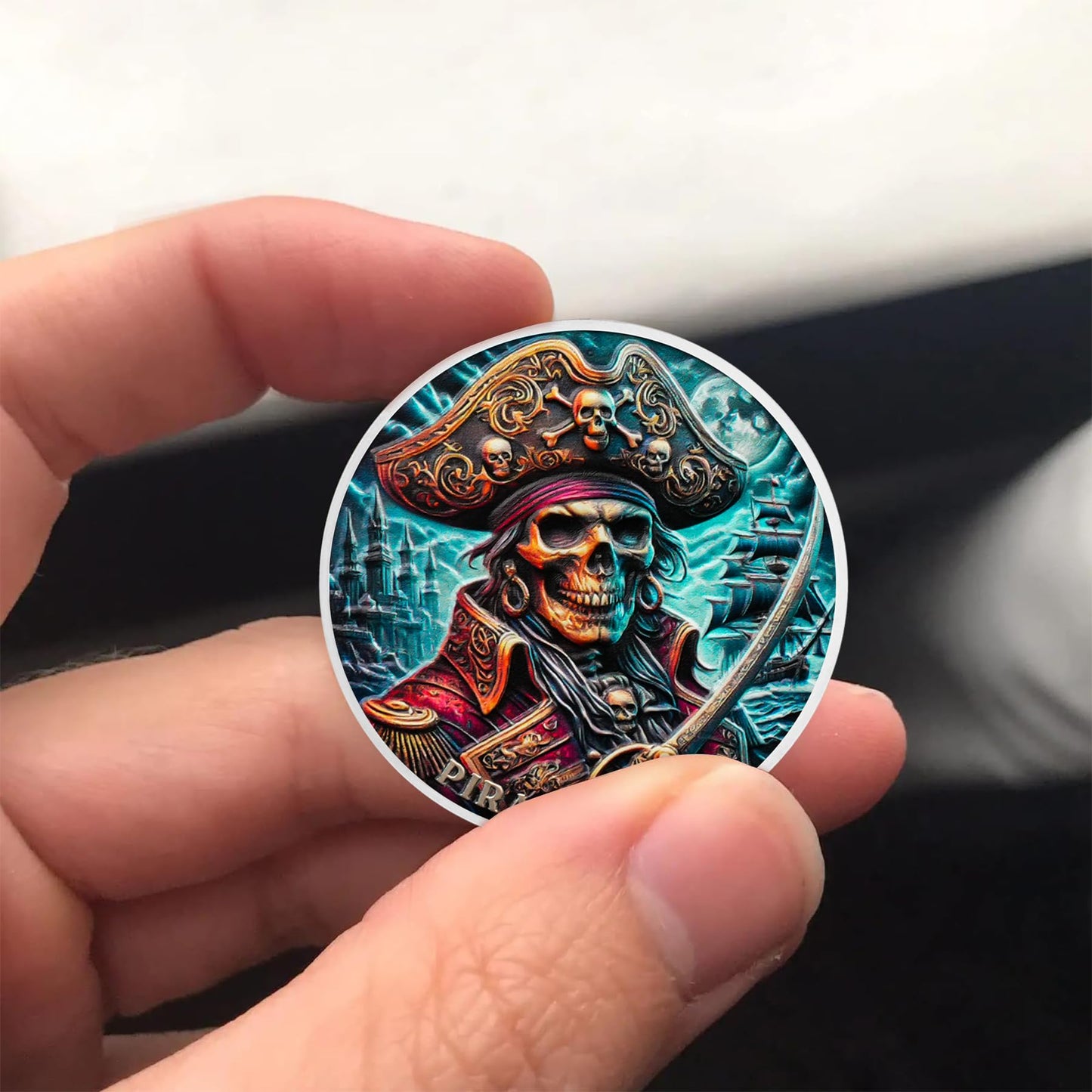 Skull Gothic Pirate Ship Challenge Coin mysite