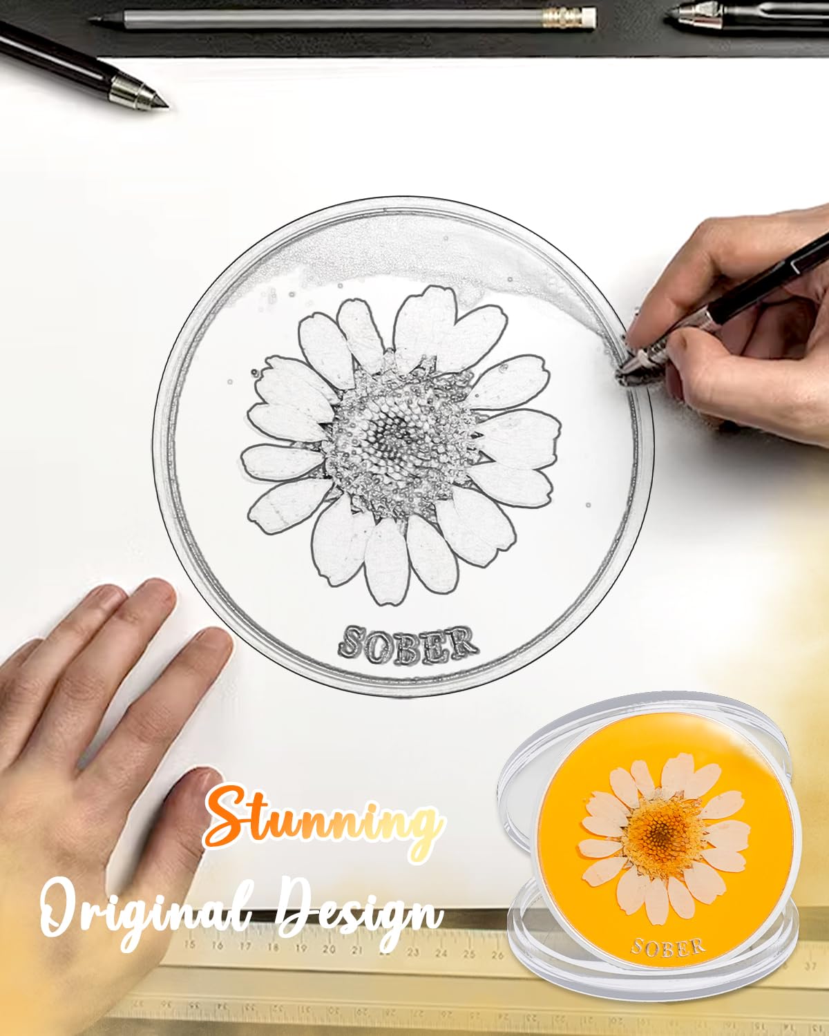 Real Dried Pressed Flowers Handmade Daisy Resin Sobriety Coin mysite
