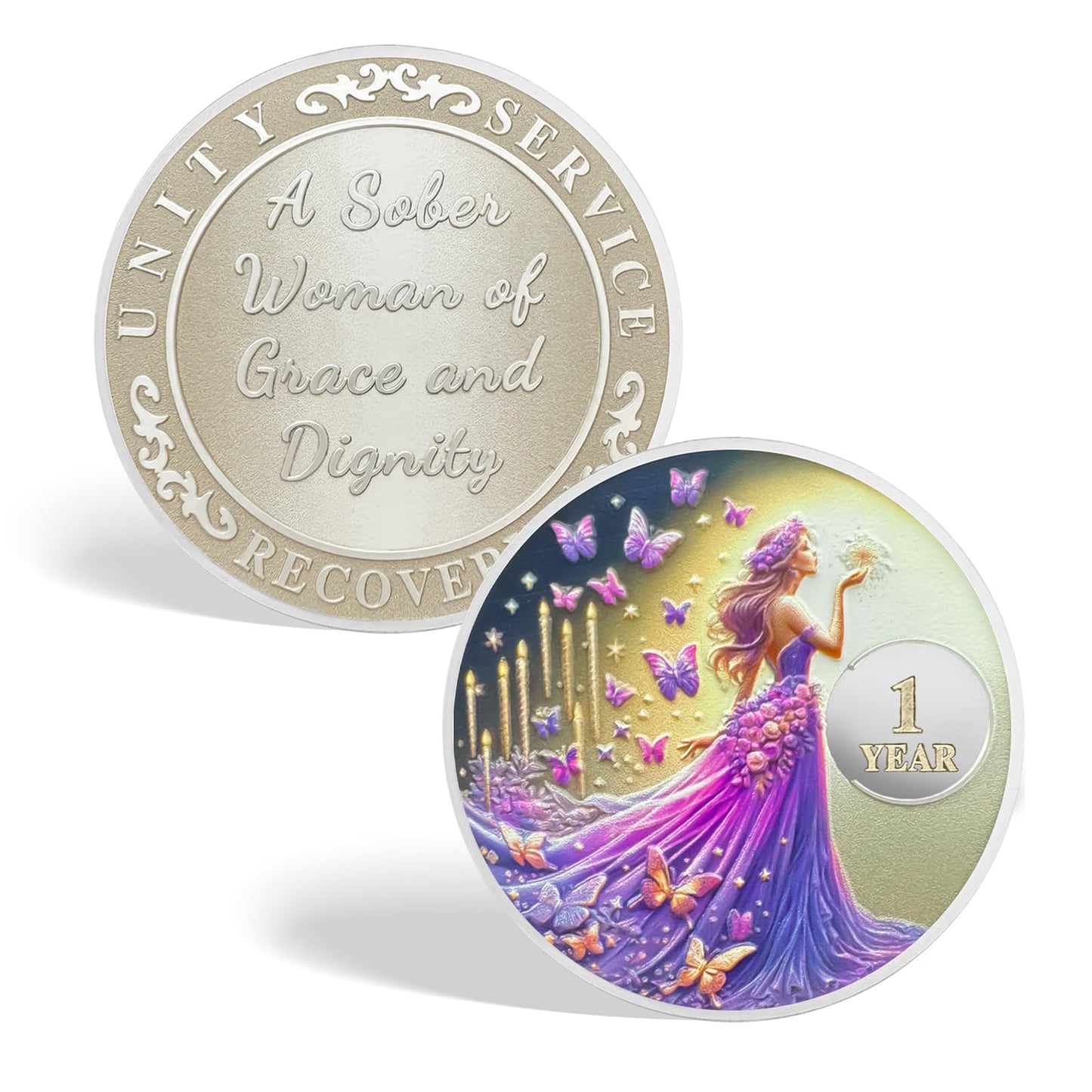 Purple Butterfly Fairy Sobriety Coin mysite