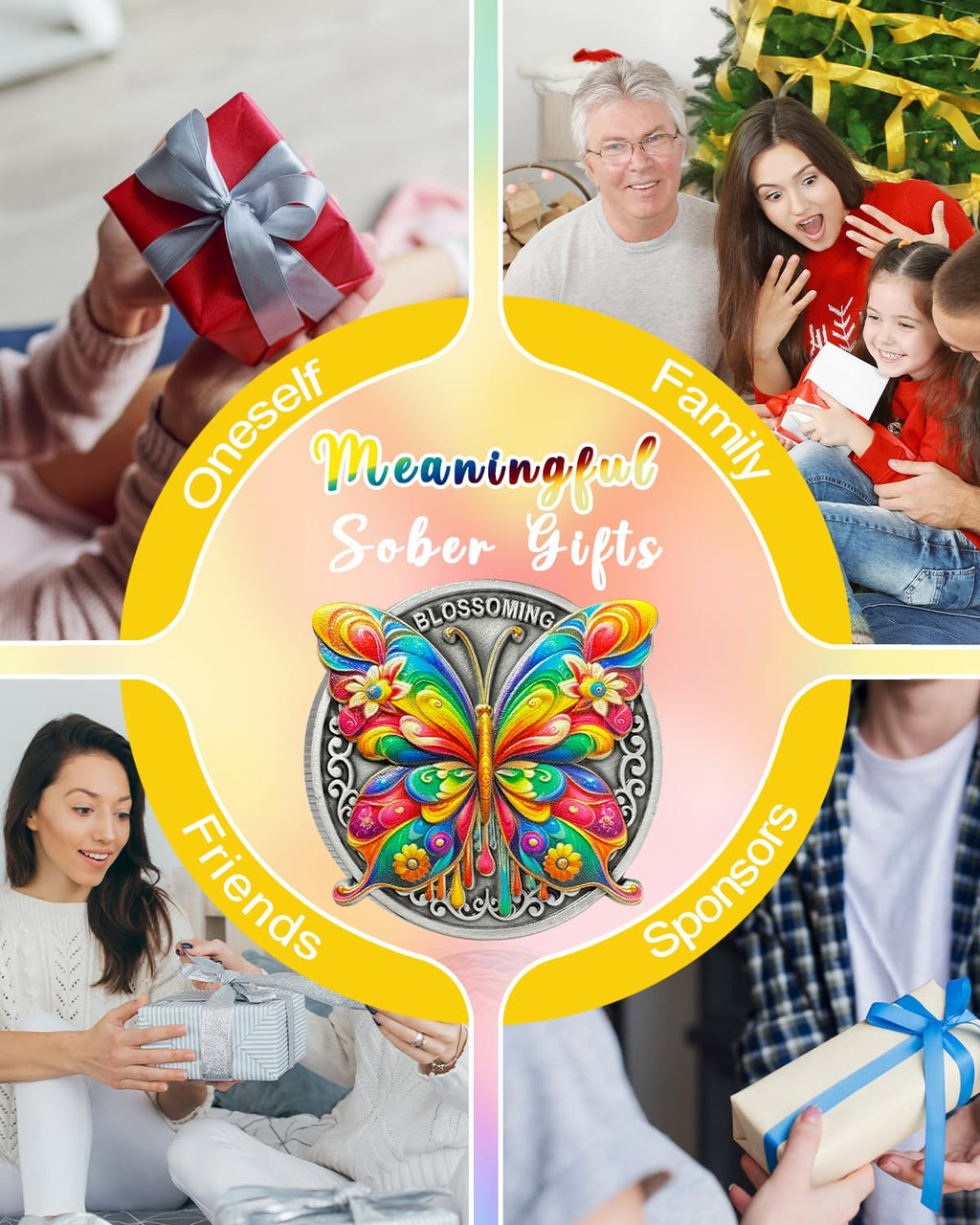 Colorful Butterfly Sobriety Coin mysite