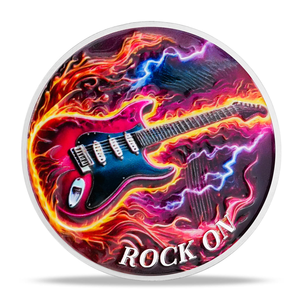 Rock Guitar Motivational Challenge Coin mysite