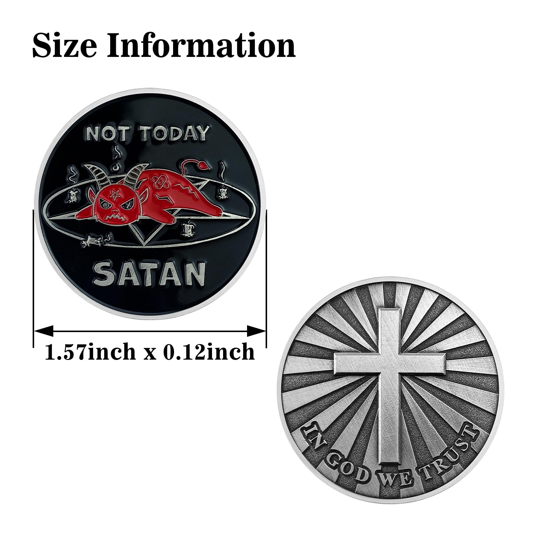 Not Today Satan Challenge Coin Christian Religious Gifts - in God We Trust mysite