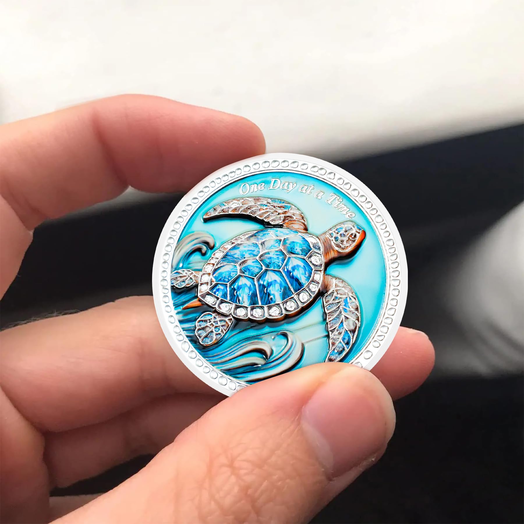Inspirational Sobriety Coin with 3D Turtle mysite