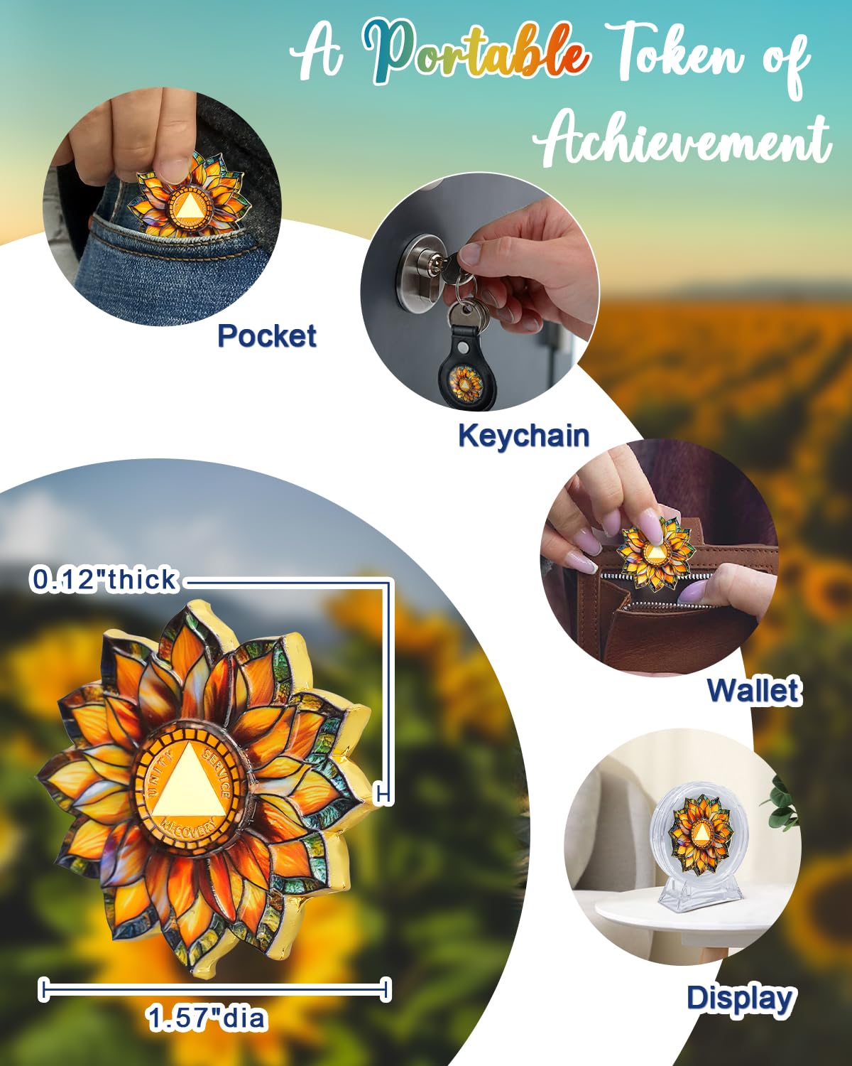 Personalized Sunflower Sobriety Coin mysite
