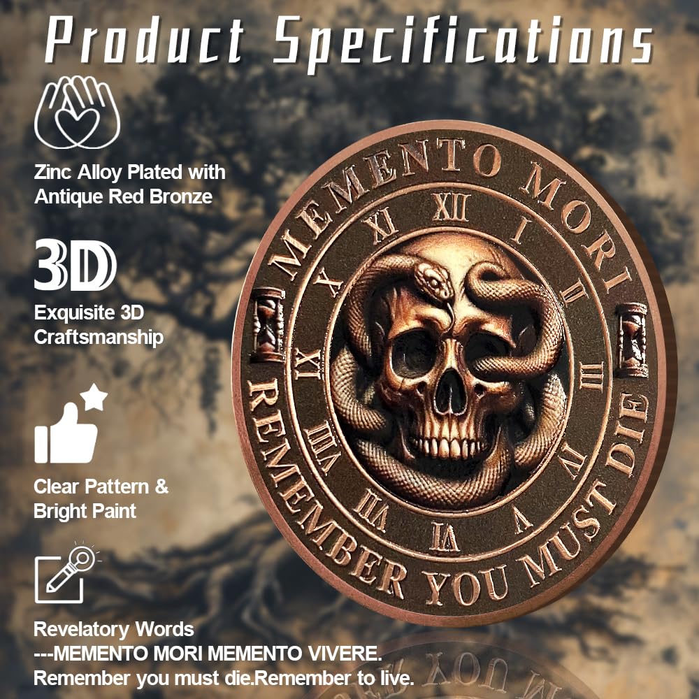 Daily Stoic Reminder Memento Mori Coin Skull Challenge Coins mysite