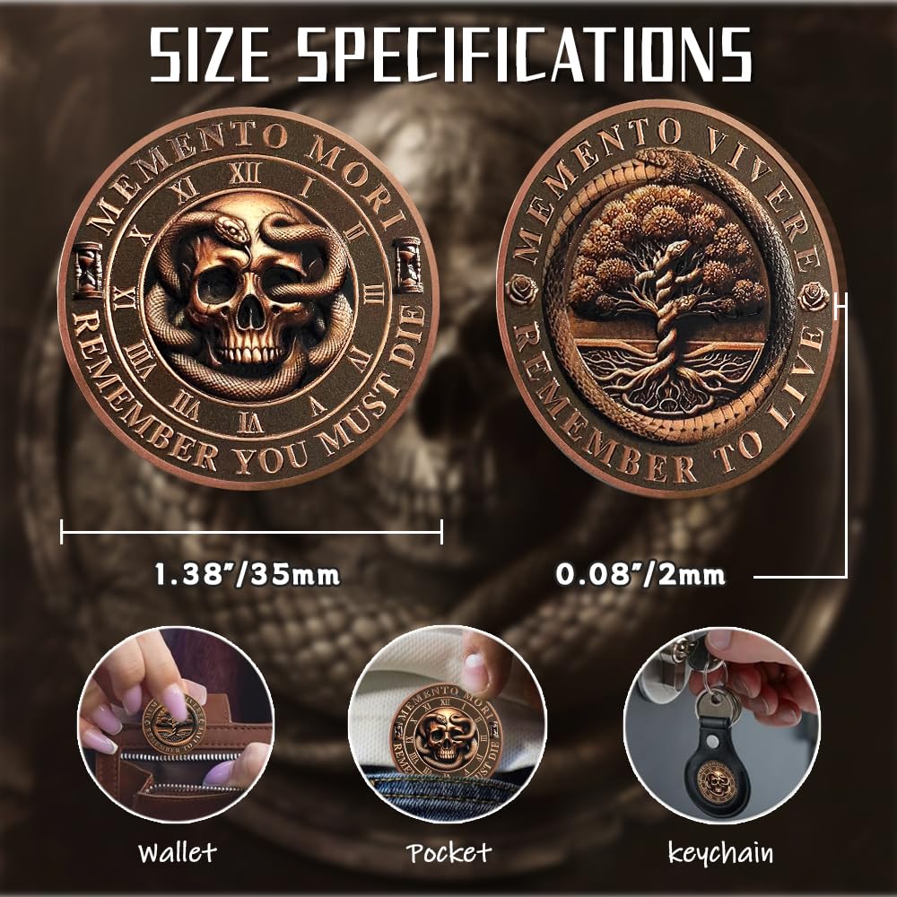 Daily Stoic Reminder Memento Mori Coin Skull Challenge Coins mysite