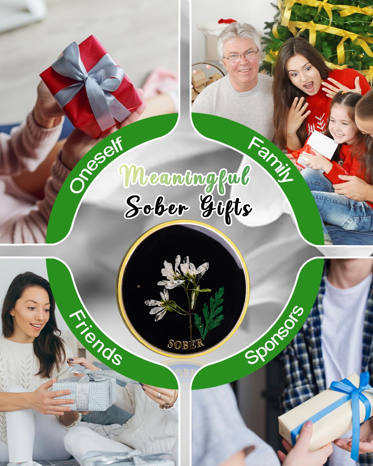 Real Dried Pressed Flowers Handmade Snowdrop Resin Sobriety Coin mysite