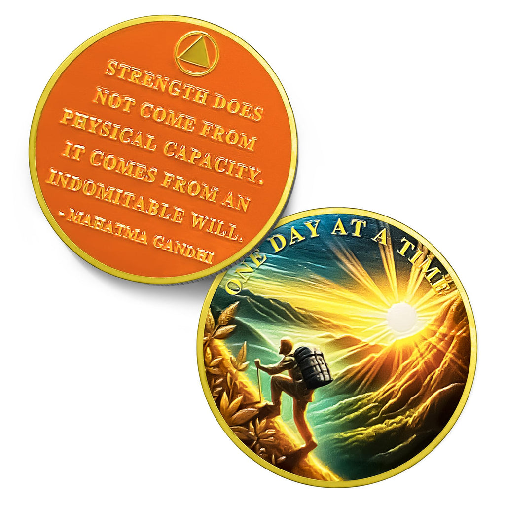 Original Hiking  One Day at A Time Sobriety Coin mysite